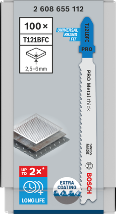 Hoja de sierra de calar Bosch PRO Metal Thick T121BFC 3/8″ 100 piezas.